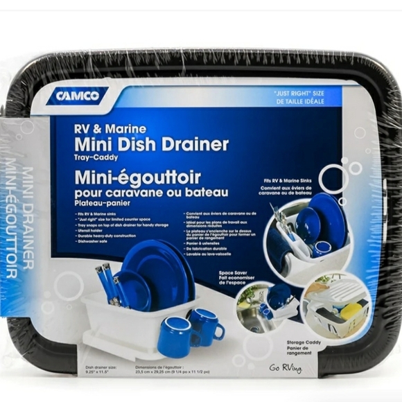 Camco Mini Dish Drainer Caddy  & Life is Better at the campsite Shower Curtain - Picture 2 of 5